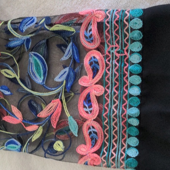 Black Sheer Kimono with Colorful Embroidery - Picture 8 of 8